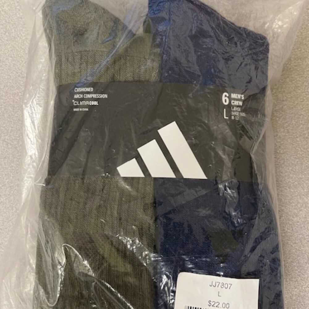 ADIDAS Athletic Cushioned 6-Pack Crew Socks